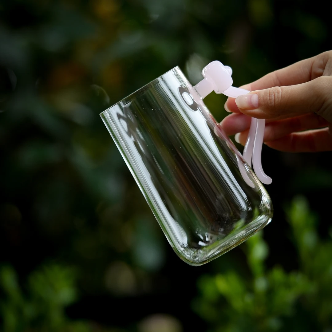 草木茶社 中国结泡茶杯-粉色 高硼硅玻璃杯