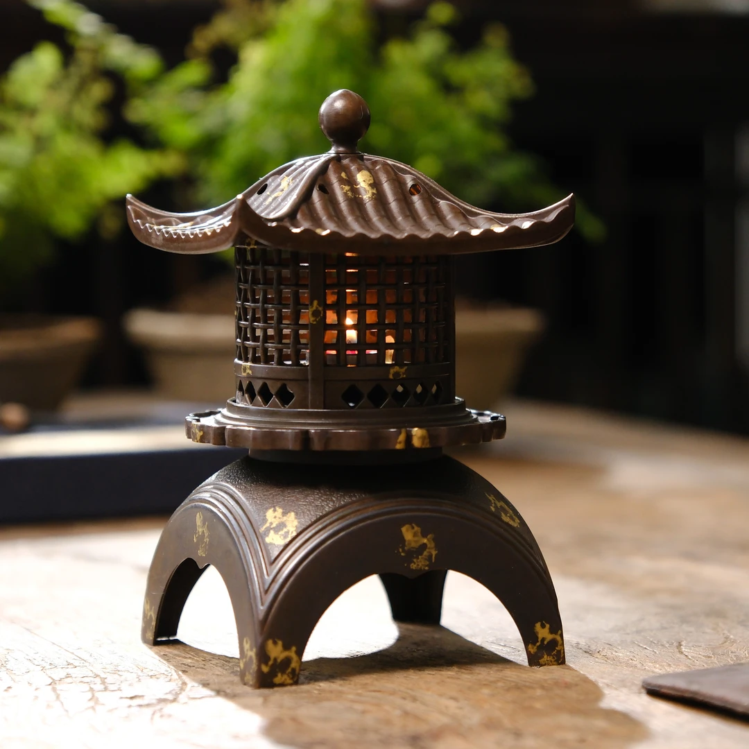 草木茶社  合金雪见宫灯 家用复古香炉香丸点香炉