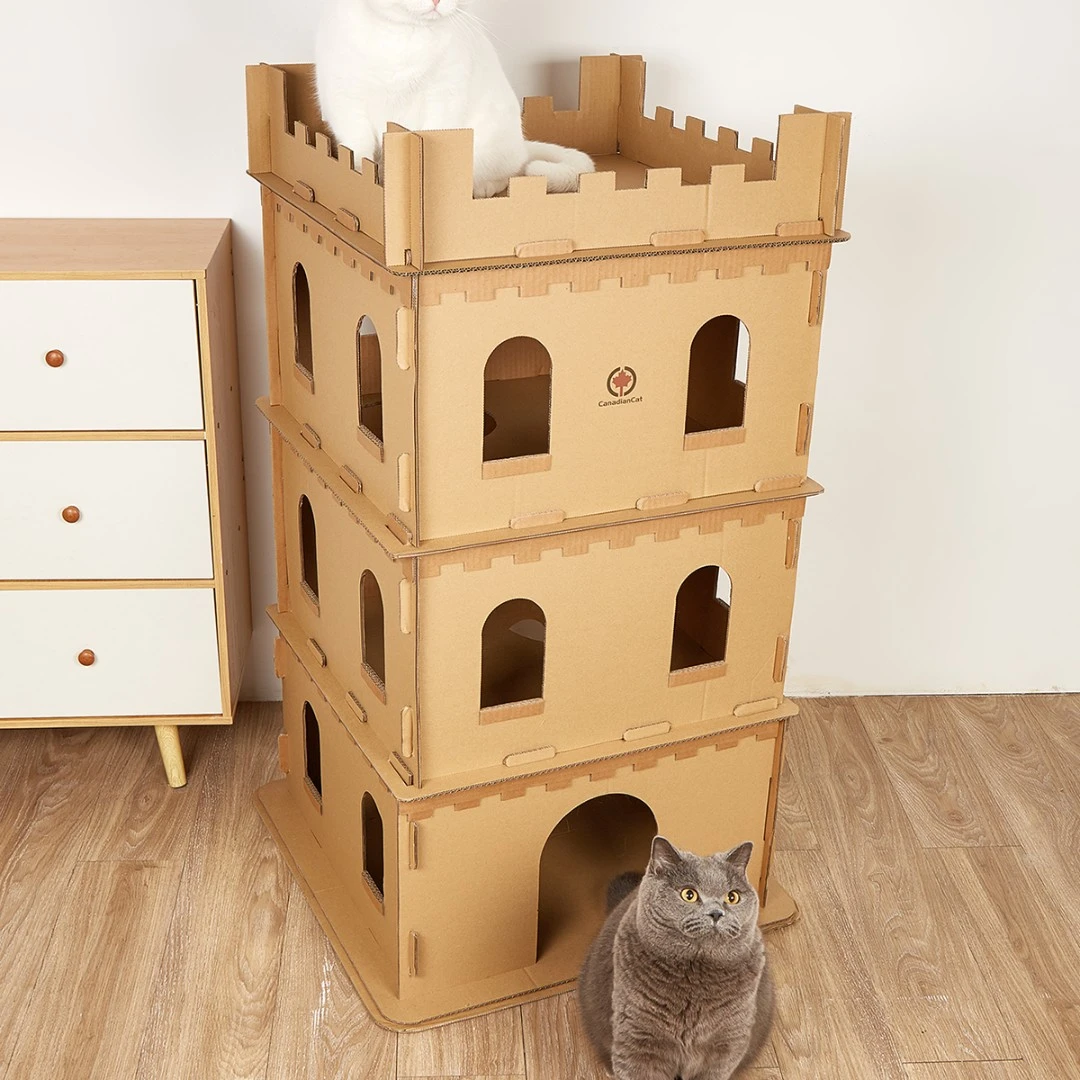 4层豪华猫别墅瓦楞纸猫爬架猫跳台四季通用微瑕微裂出口尾货
