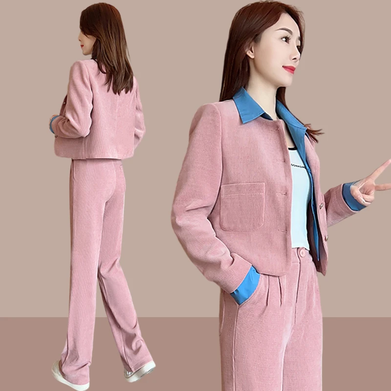 西装运动服套装女2024春秋季新款气质减龄网红小香风职业假两件套