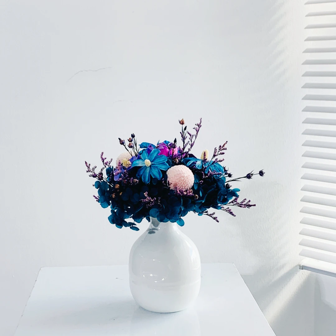 双十一宠粉福利【蓝鸢】干花永生花混搭花束含瓶包邮一套