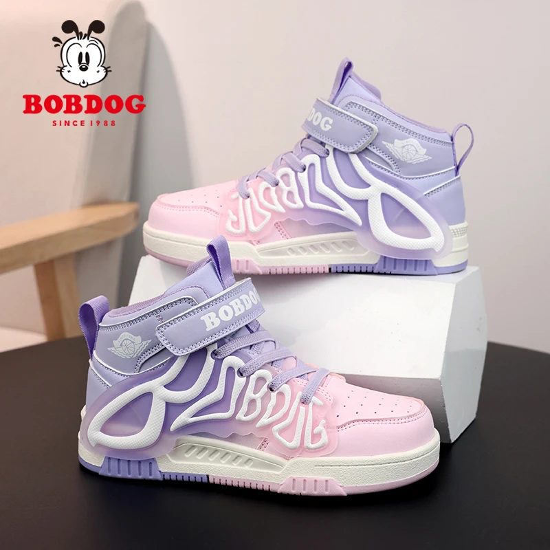 巴布豆女童鞋子运动鞋2025春秋季新款皮面防水儿童女孩子休闲板鞋