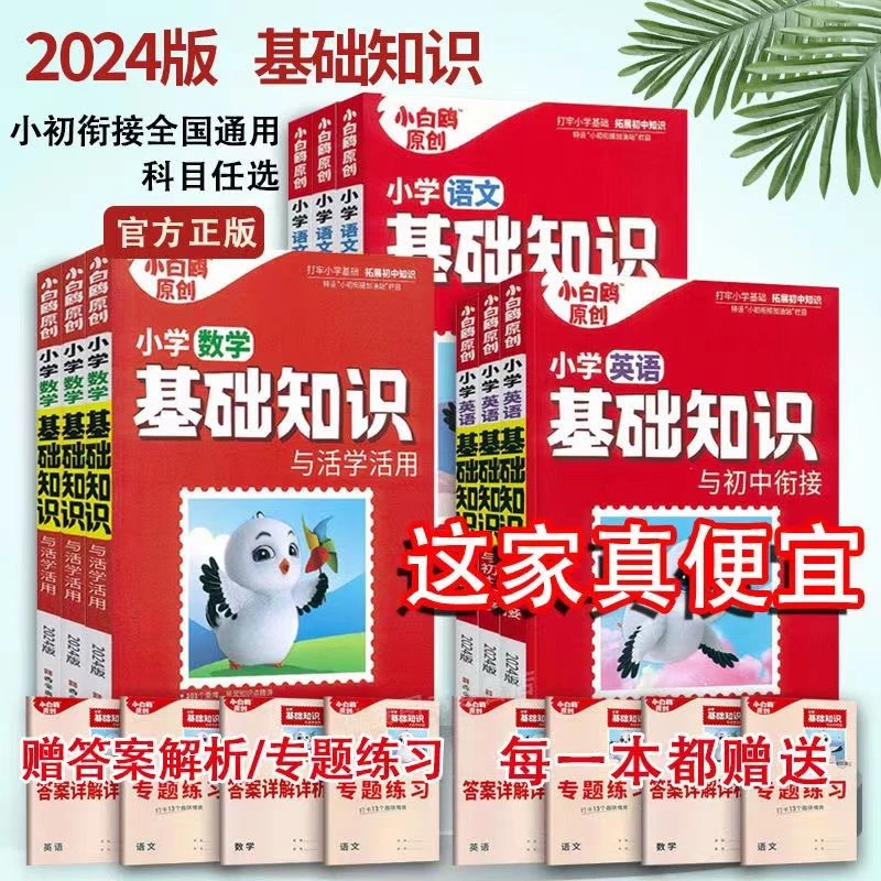 2024万唯小白鸥小学基础知识与初中衔接语文数学英语小升初总复习