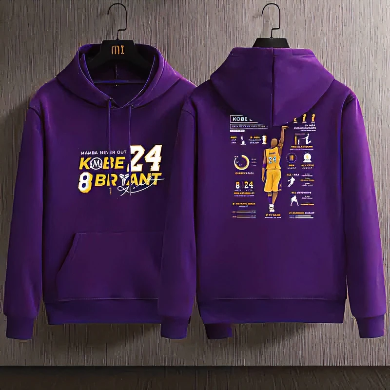 科比24号职业生涯荣誉卫衣男女同款加绒加厚潮流宽松连帽外套上衣