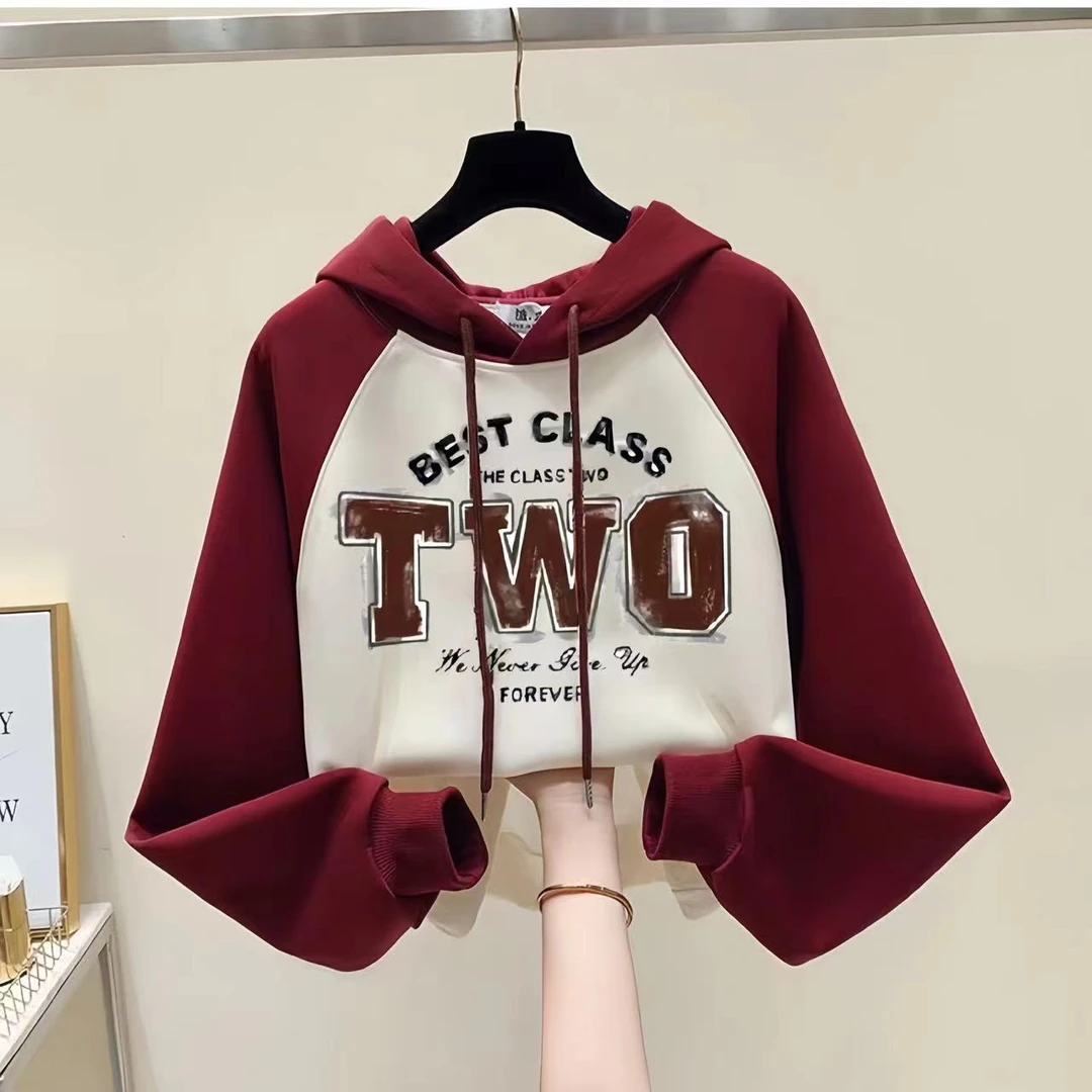 女童春秋拼色连帽卫衣2025新款中大童炸街儿童卡通洋气时髦上衣潮