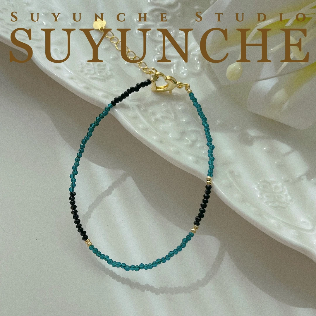 铜合金仿水晶脚链 Suyunche1042手工拼色夏季时尚脚链