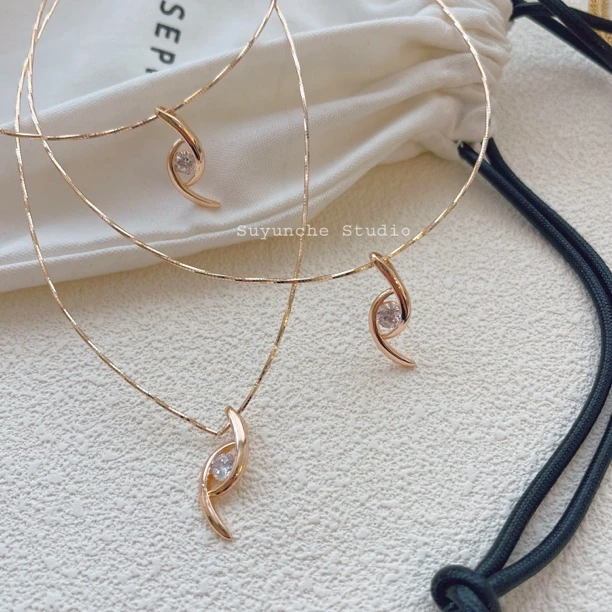 铜合金项链 Suyunche619气质时尚立体项链玫瑰金色项圈项链