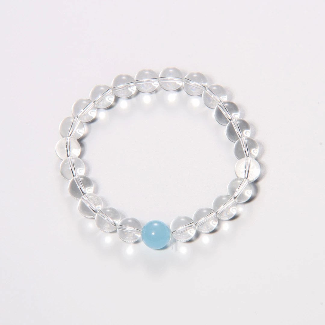 XH789-白水海蓝宝手串有暇多样性发