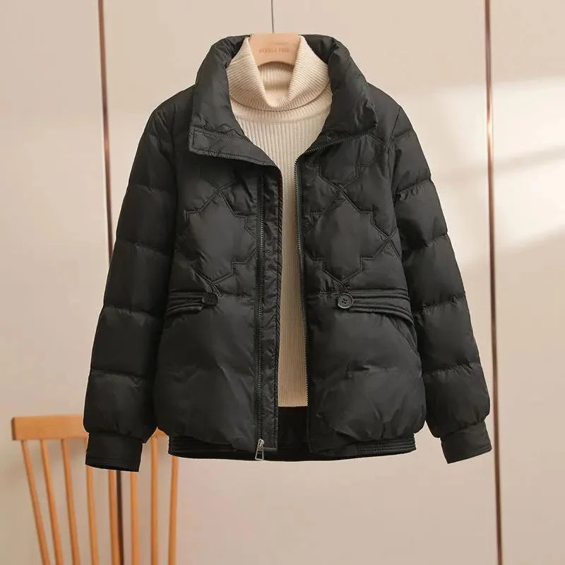 新款短款羽绒服女20233年新款时尚立领棉衣百塔保暖冬装显瘦外