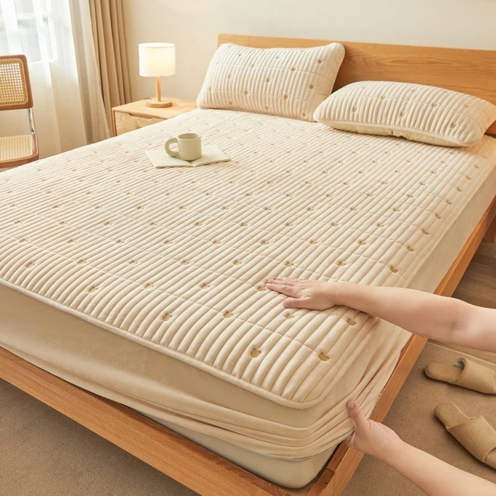 冬季加厚牛奶绒床笠单件全包防滑珊瑚绒床罩防尘罩床垫保护套床套