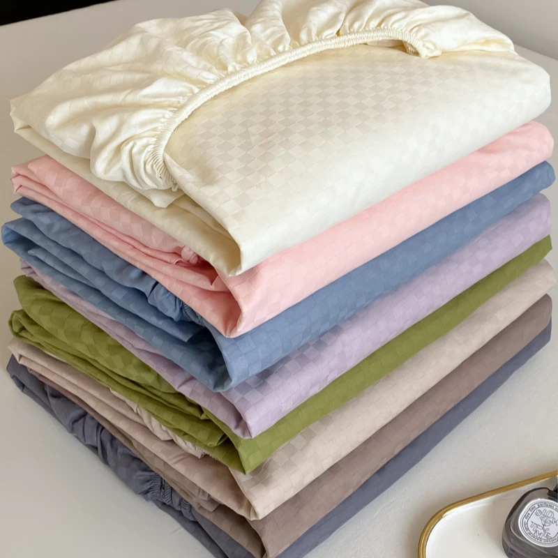 轻奢款纯棉提花床笠单件纯色全棉家用床垫保护套单人全包围防尘罩