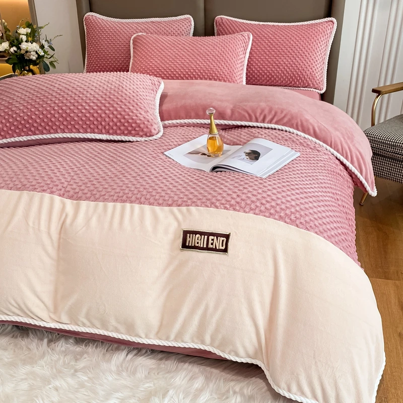 欧式轻奢高档豆豆绒宝宝绒牛奶绒床上四件套珊瑚绒冬季床单被套