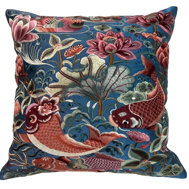 50x50cm连年有余绣花靠垫（一个 不含芯）