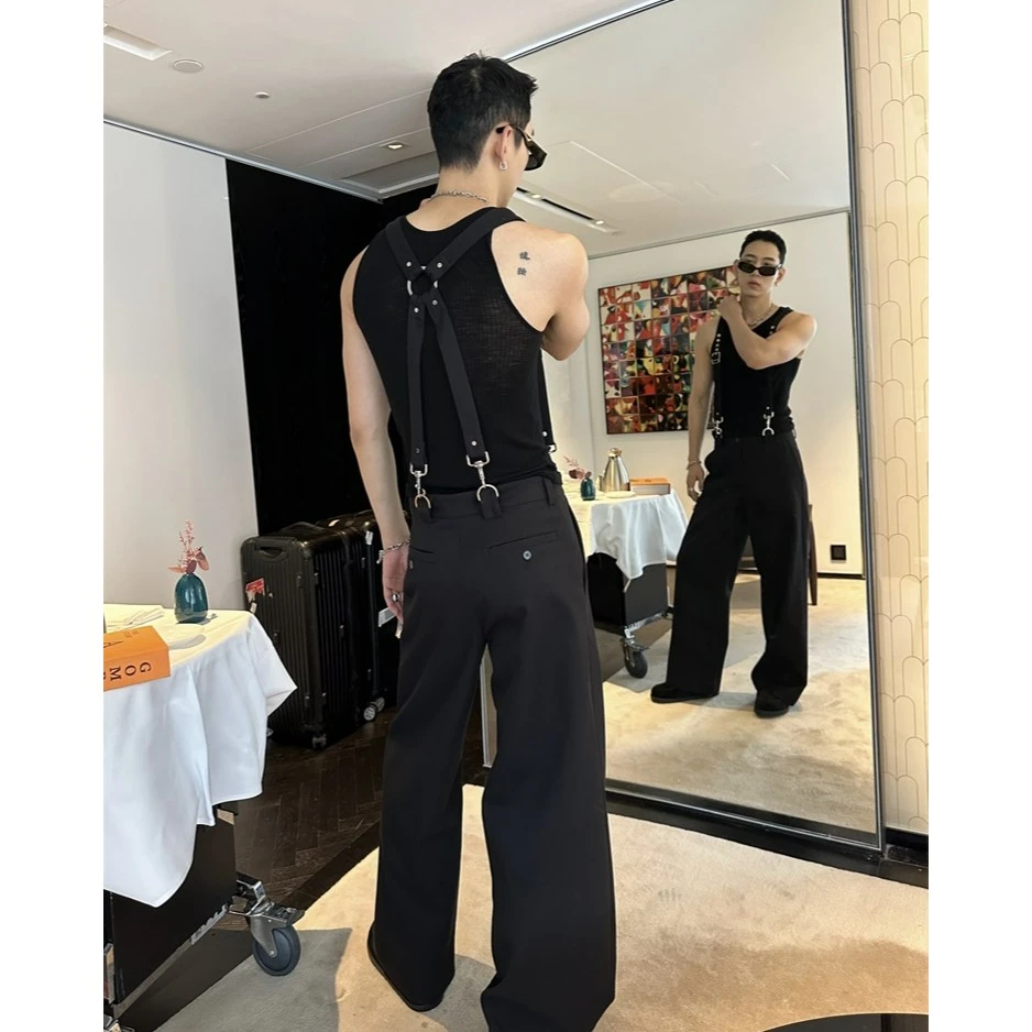 威廉威【you gatta know】私服可拆卸重金属时装背带裤E794