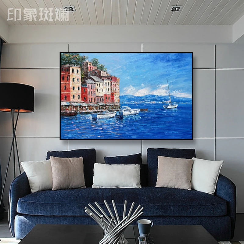 纯手绘油画 邂逅威尼斯 现代简约建筑风景北欧客厅餐厅电表箱画