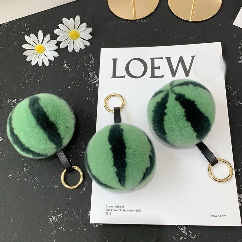 绿油油毛茸茸大西瓜清爽女孩生日礼物车挂书包挂饰手机挂件中式