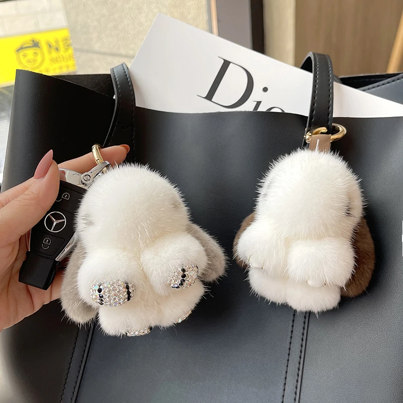 【水貂小兔】毛茸茸可爱水貂兔子毛绒网红包挂饰钥匙圈玩偶萌萌兔