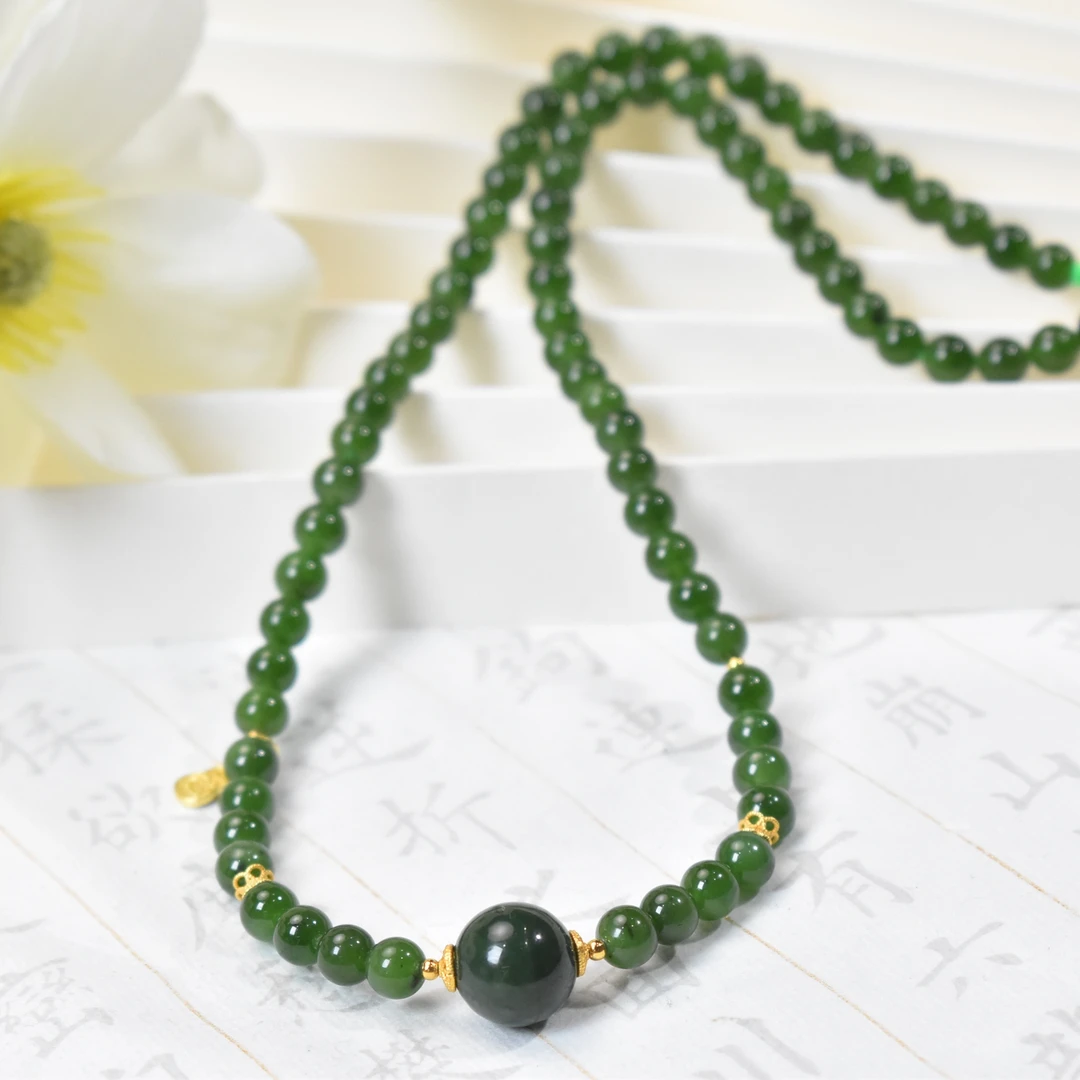 【睿泽鉴宝】S925和田玉碧玉项链  5-11mm   JPC0017