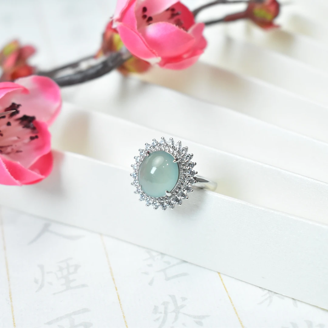 【缺货】S925翡翠蛋面戒指 10*10*2mm ZBC5042