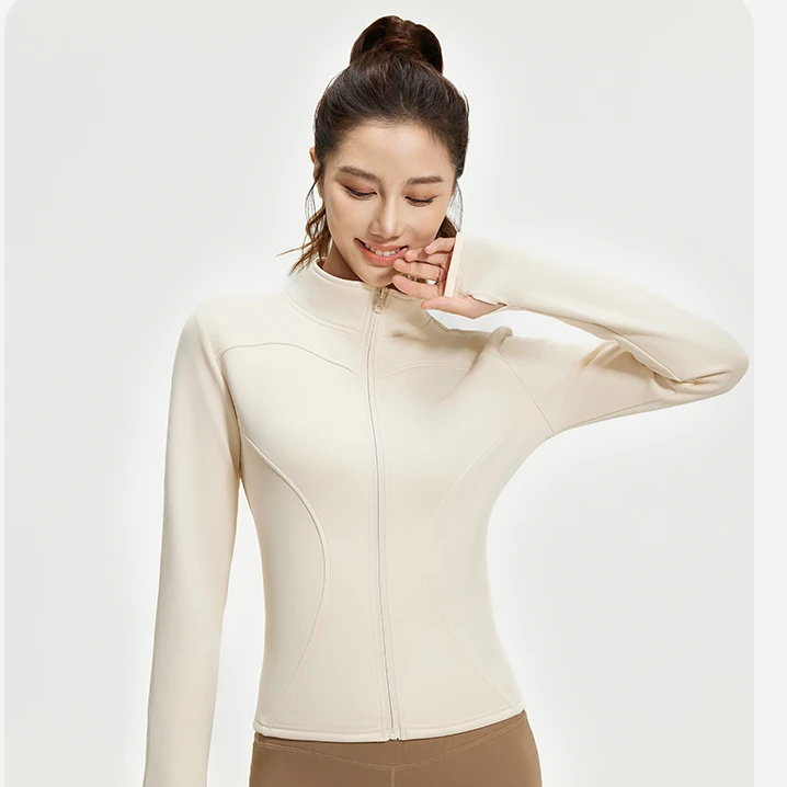 2024秋冬加绒新款瑜伽拉毛立领外套