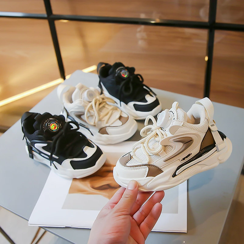 女童运动鞋男童超氢软底双网透气老爹鞋2024春季新款中大童休闲鞋