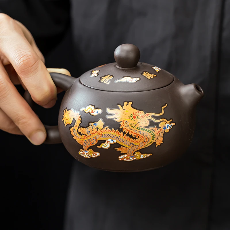 紫砂壶变色龙凤壶大师壶西施壶爆款精品中式遇水变色简约