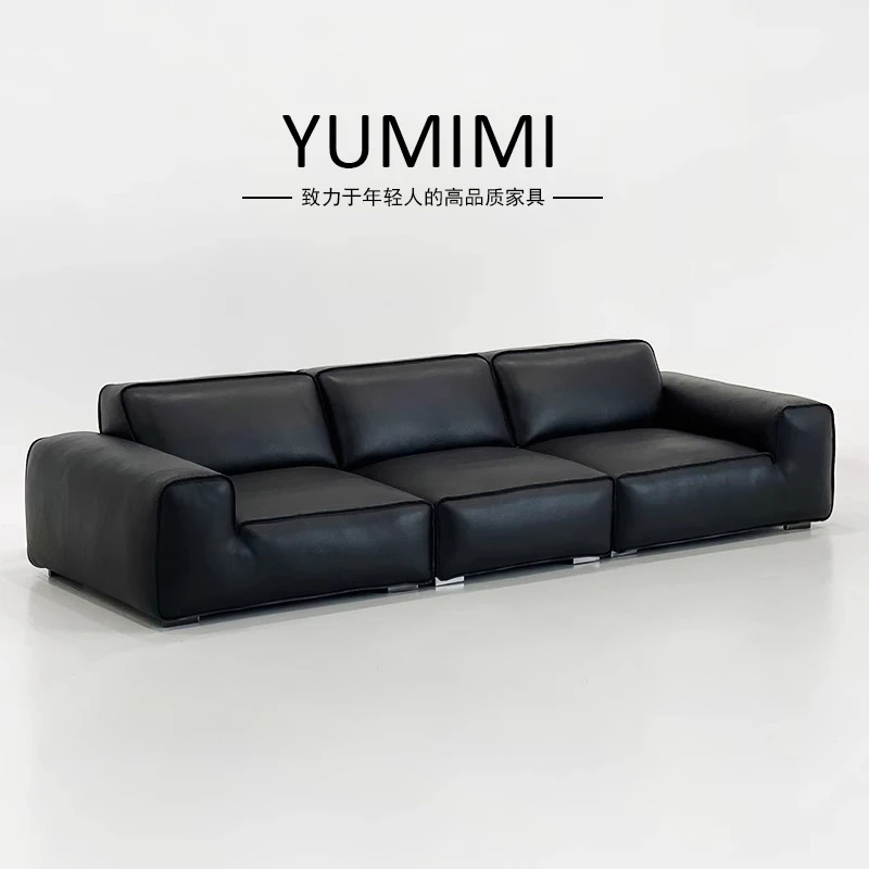 全青皮半青皮大黑牛真皮沙发头层牛皮客厅意式极简高端别墅高品质