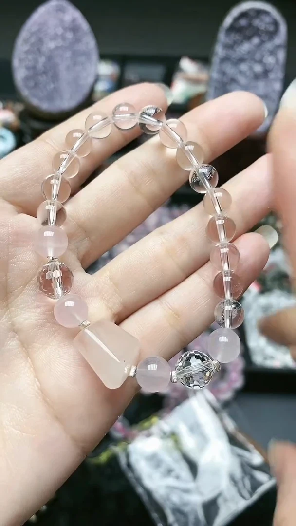 【闪购商品】水晶手链未镶嵌粉水晶设计款8mm