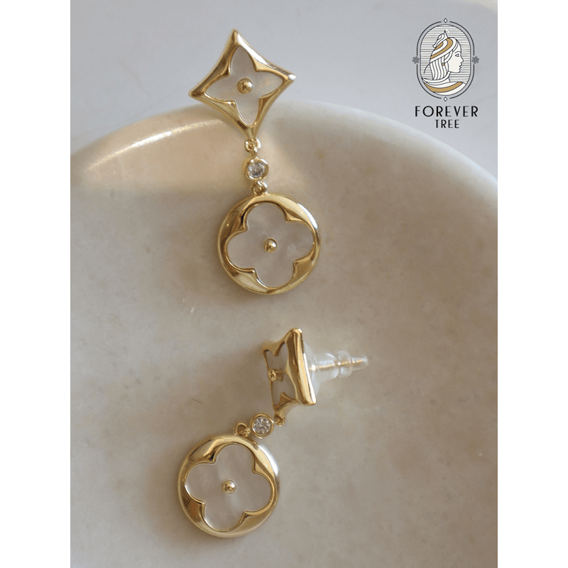 合金耳饰 Forever Tree 30 四叶草镶钻经典通勤款耳坠耳环耳饰