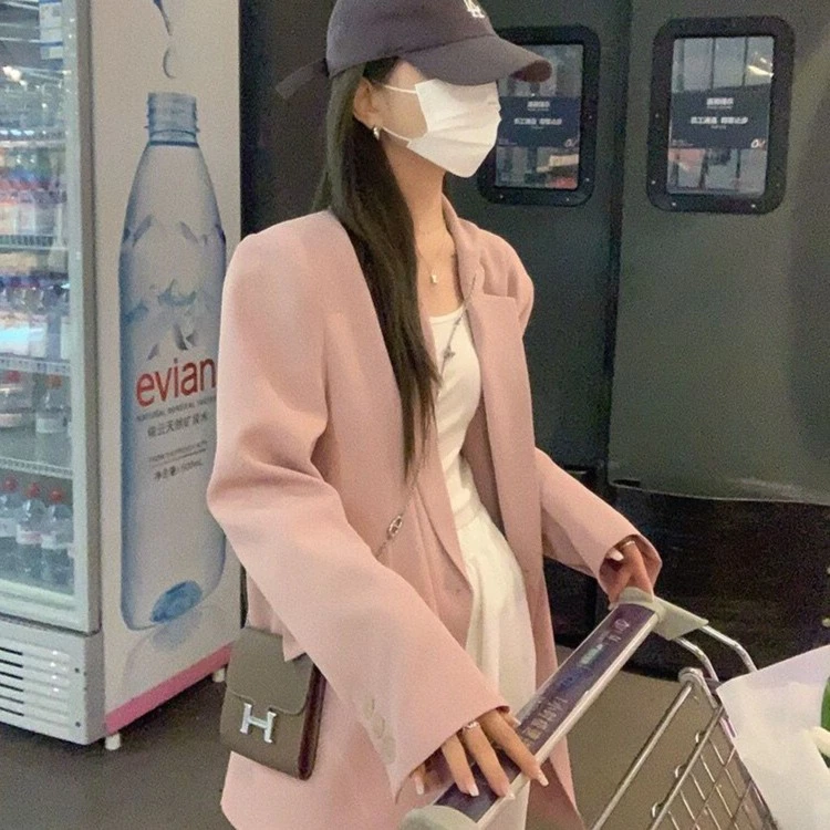 高个子 170粉色西装外套新款上衣175韩版宽松设计感小众西服时尚