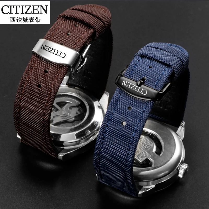 CITIZEN西铁城手表带光动能BM8475/BM7140尼龙帆布男腕带配件22mm