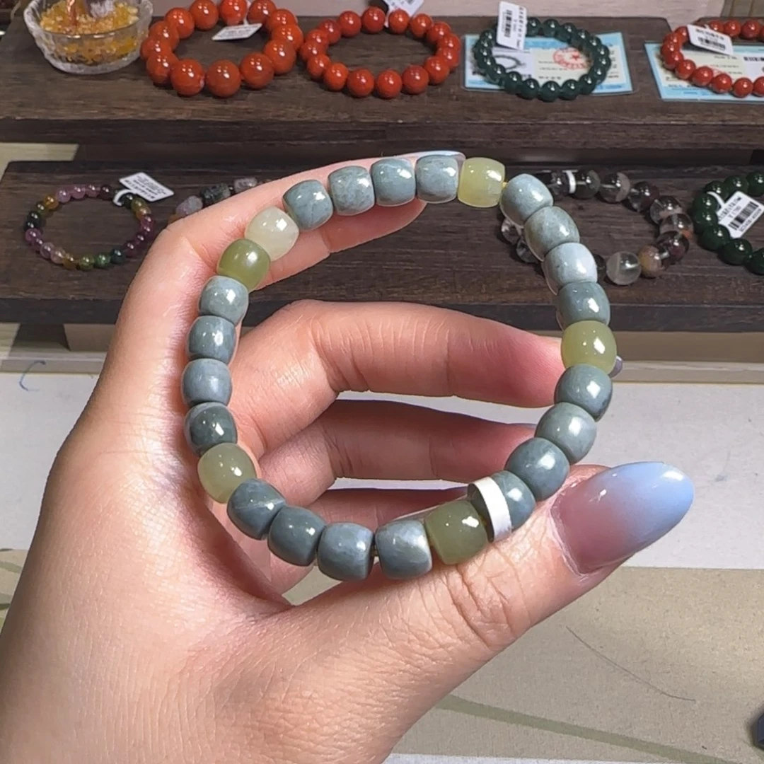 和田玉手串未镶嵌手串 7-8