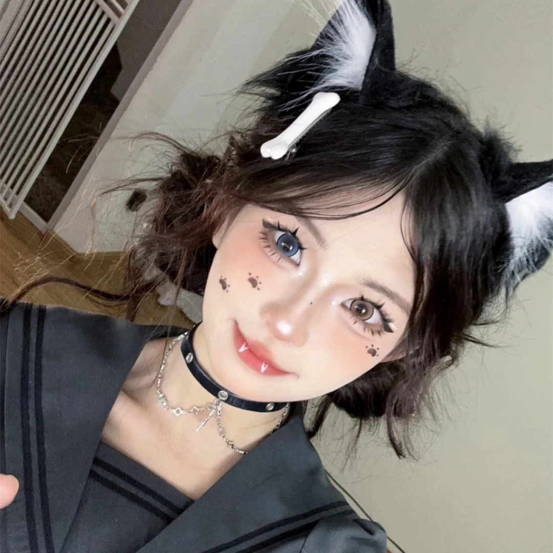 万圣节毛绒兽耳发饰猫耳朵发箍女lolita装扮cos拍照发卡头箍头饰
