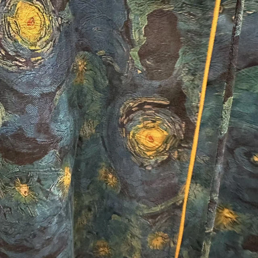 叶辰甄选香云纱  秋季新品重磅提花香云纱连衣裙(9936莫奈星空)