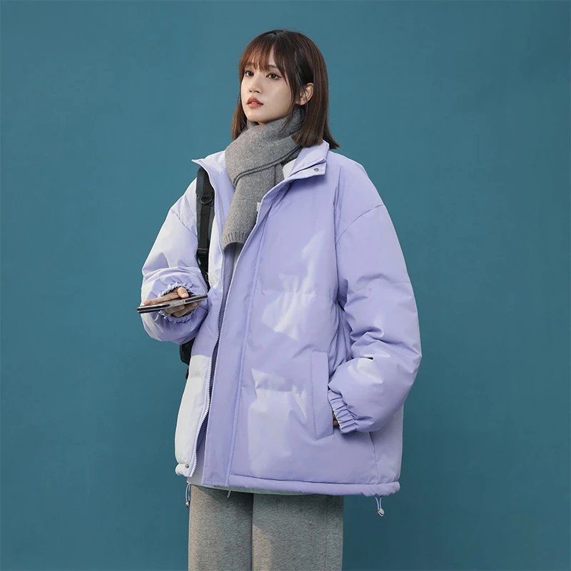 纯色简约立领棉服外套男冬季情侣款加厚面包服休闲百搭潮流宽松