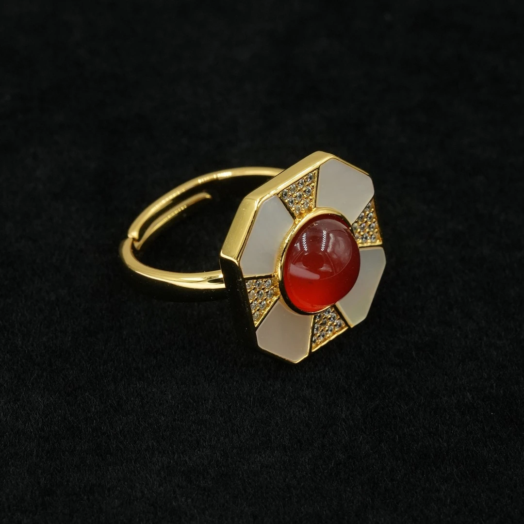 【奢小姐珠宝】复古美人红玉髓戒指-W001