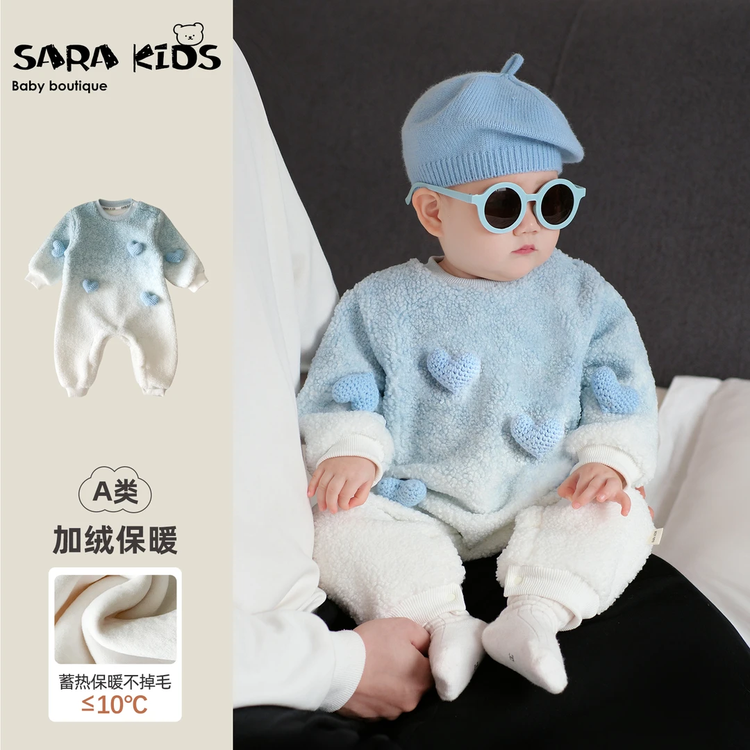 【亲子装】一家三口一家四口冬季加绒加厚立体爱心绒绒亲子装SK3303