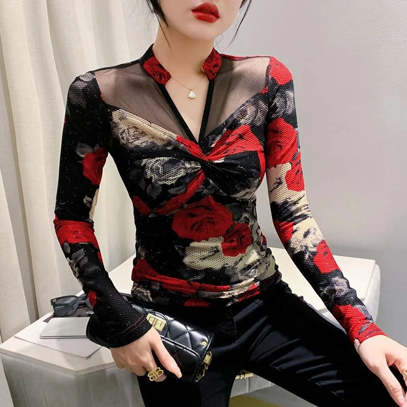 时尚印花设计感摩登上衣女跳舞服装新款网红专卖交谊拉丁舞演出服