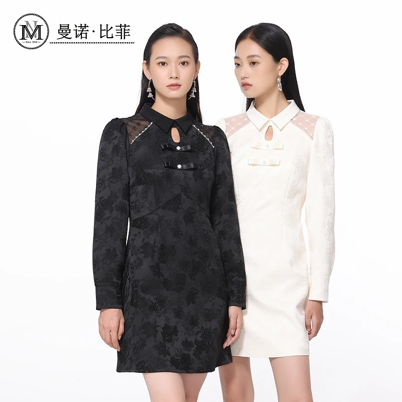 曼诺比菲24春季新中式国风改良旗袍连衣裙女MFEL111207