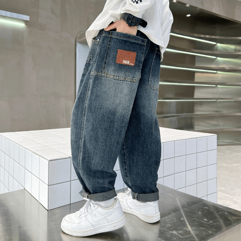 男童春秋牛仔裤2023年新款时髦中大儿童秋季炸街裤子男孩时髦裤子