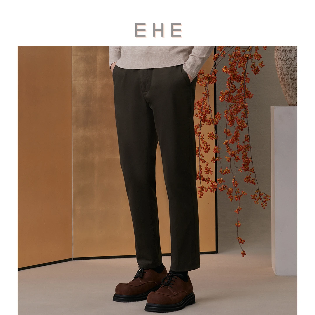 EHE男装 春季新款原创设计直筒西裤男士百搭休闲裤66130214706
