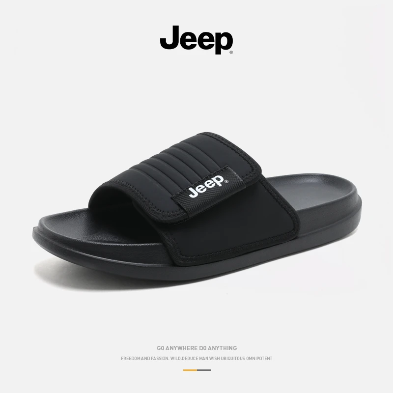 JEEP/吉普拖鞋男士时尚户外耐磨防滑外穿ins潮流软底沙滩一字拖