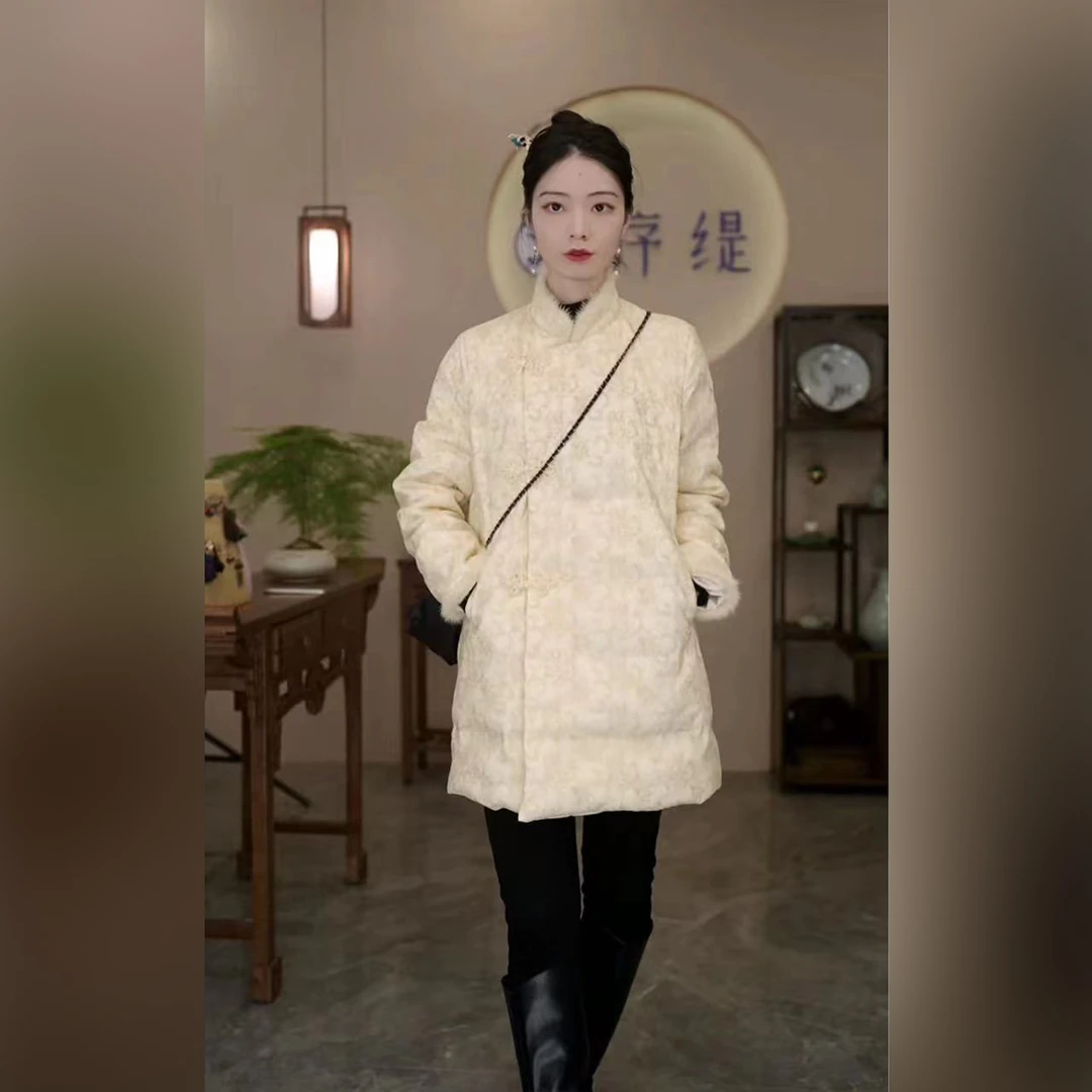 序缇『轻云蔽月』秋冬新款新中式复古国风90白鹅绒上衣S01-261