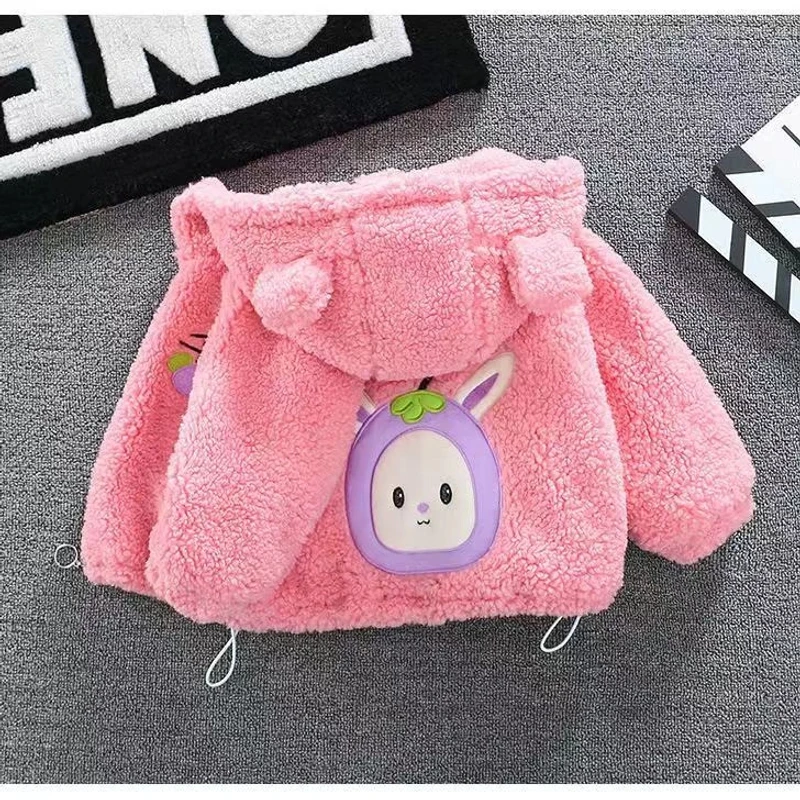 202新款粉色毛毛连帽外套