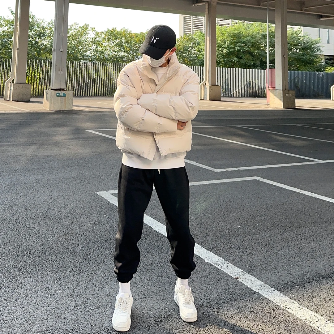 UNCLEBLUE 特氟龙三防吐司羽绒服秋冬新品70绒纯色夹克外套