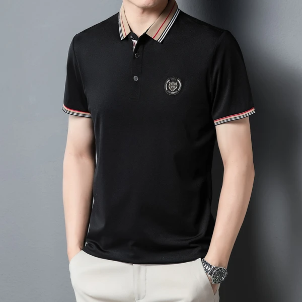 高端轻奢冰感Polo衫男士斧头刺绣翻领商务夏季休闲短袖【1226】
