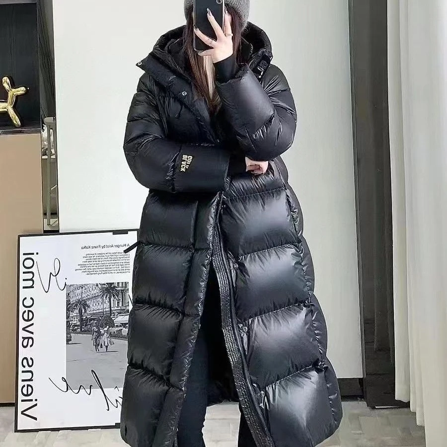 波司登黑金八格高端羽绒服长款2023冬季男女情侣白鹅绒加厚保暖特