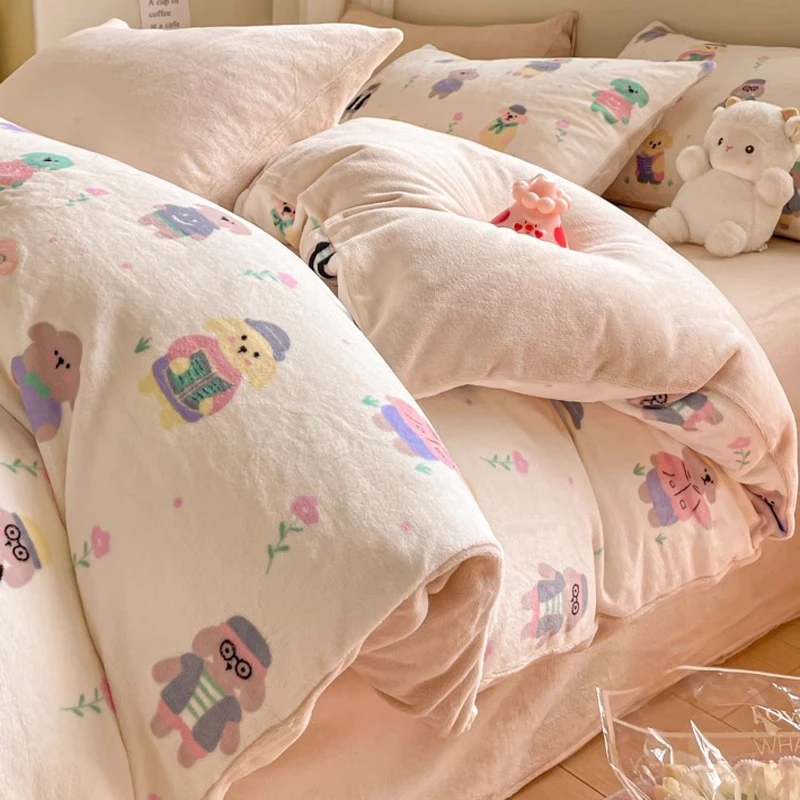 冬季双面加厚牛奶绒被套单件毛绒单人被罩150x200珊瑚法兰绒被单