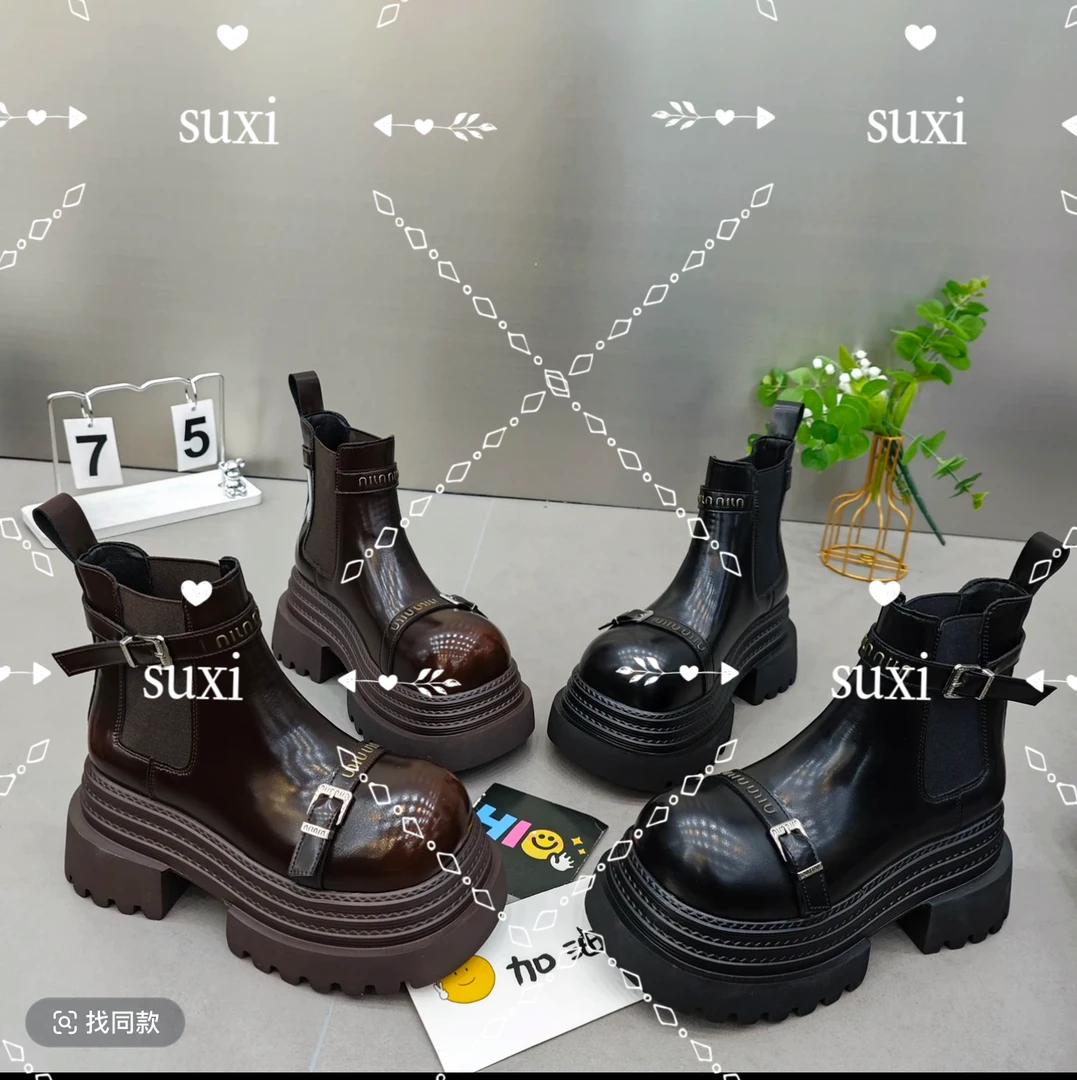 秋冬厚底百搭真皮英伦风马丁靴296-2
