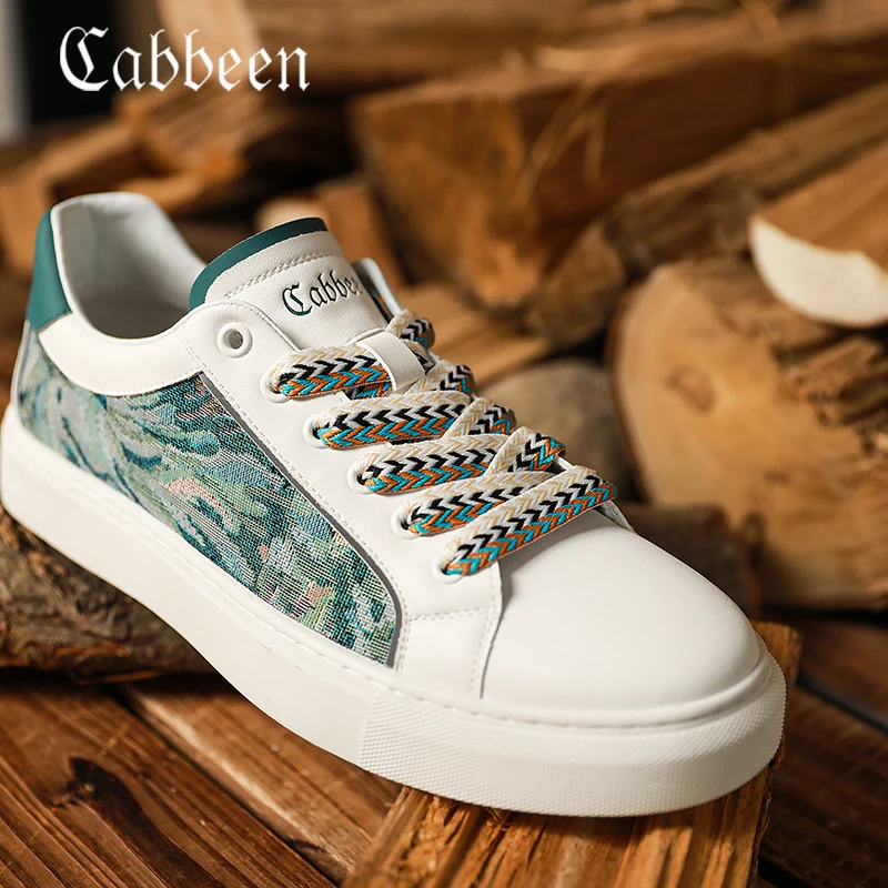 卡宾正品男鞋夏季新款透气设计师款波普艺术梭织百搭低帮休闲板鞋